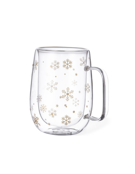 Taza Térmica Personalizable 400 ml, Diseño de Copos de Nieve