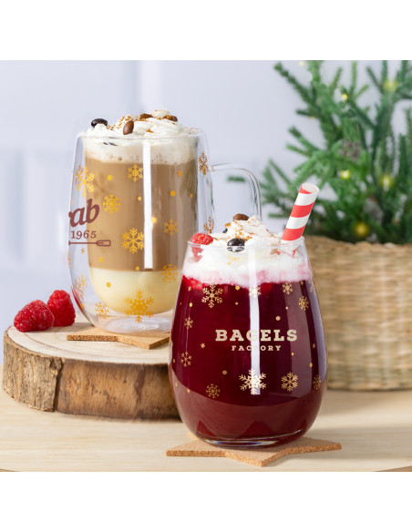 Taza Térmica Personalizable 400 ml, Diseño de Copos de Nieve