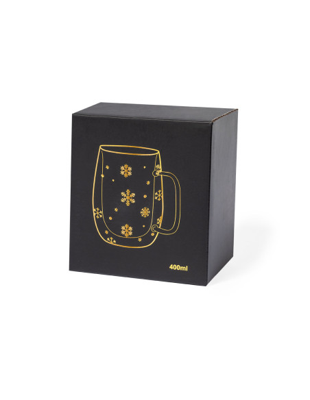 Taza Térmica Personalizable 400 ml, Diseño de Copos de Nieve