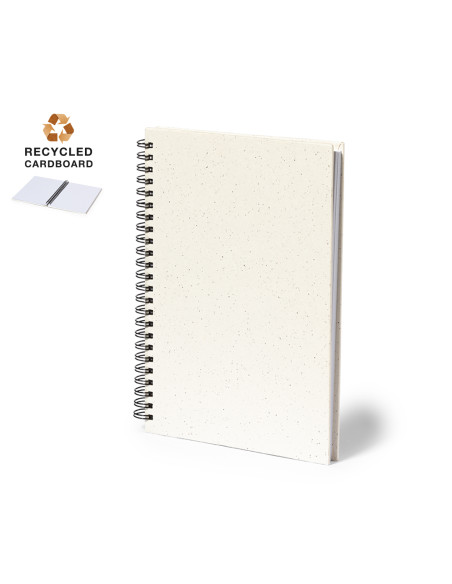 Libreta publicitaria A5 de anillas, tapas duras de cartón reciclado