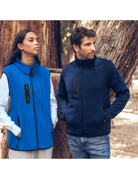 Chaleco bitono personalizado en polar fleece, anti-pilling.