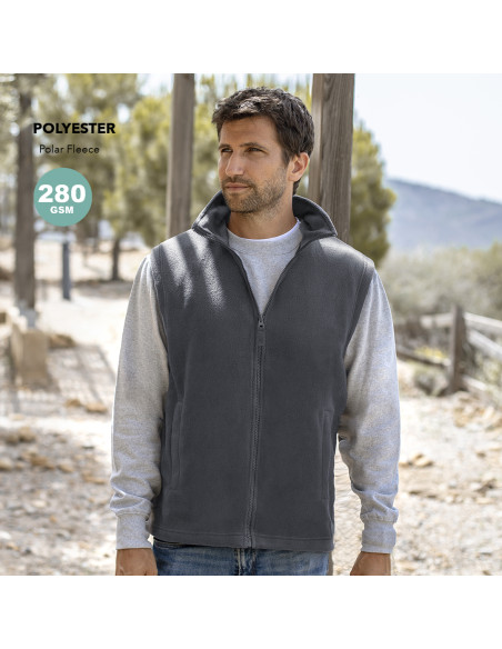 Chaleco publicitario en polar fleece y anti-pilling, XS-XXL.