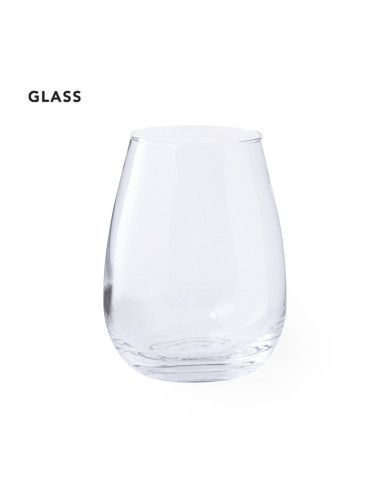 Vaso de cristal grabado y reutilizable, 500ml, diseño curvado.