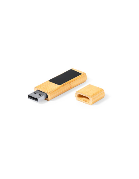 Memoria USB imantada ECO en Bambú personalizada, 16GB.