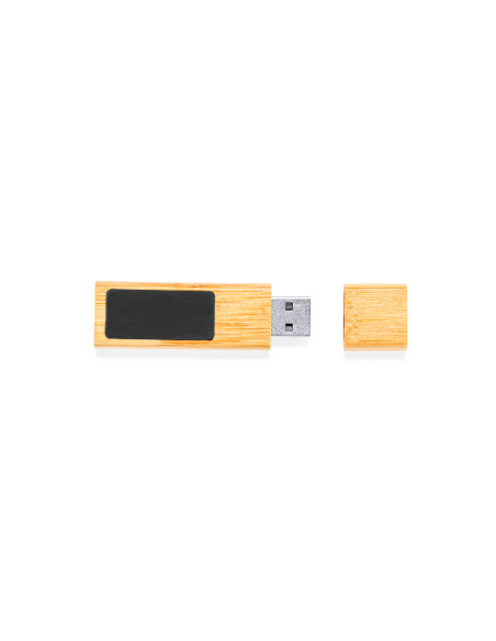 Memoria USB imantada ECO en Bambú personalizada, 16GB.