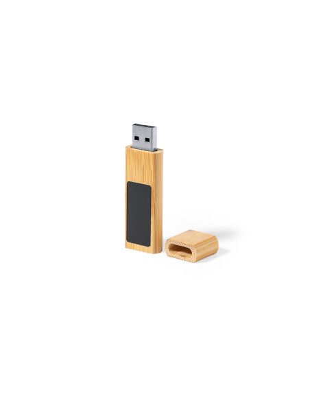 Memoria USB imantada ECO en Bambú personalizada, 16GB.