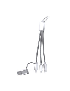 Cargador publicitario dual, Micro USB/Lightning, Tipo C.
