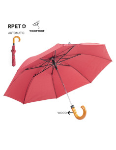 Paraguas plegable publicidad ECO con mango madera en RPET...