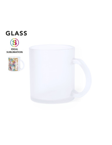 Taza de Cristal Personalizable de 350ml, acabado translúcido