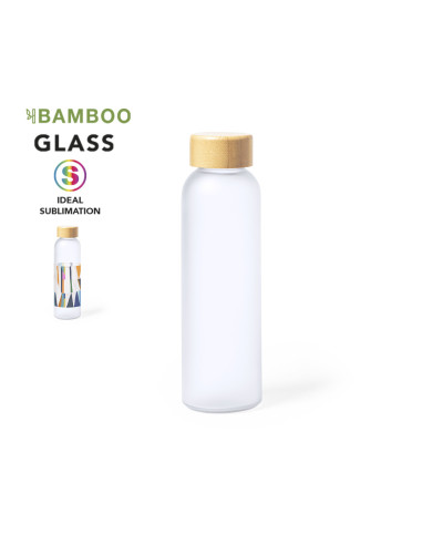 Botella de agua personalizada ECO 500ml. Tapón Bambú,