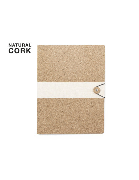 Carpeta ECO en corcho natural personalizada, cierre elástico