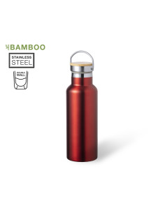 Bidón térmico Personalizado 500ml Acero Inox detalles Bambú