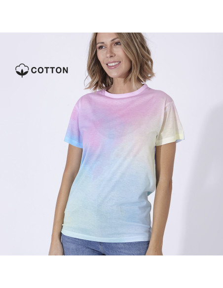 Camiseta Personalizada estampado arcoíris, 100% algodón peinado