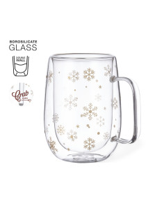 Taza Térmica Personalizable 400 ml, Diseño de Copos de Nieve