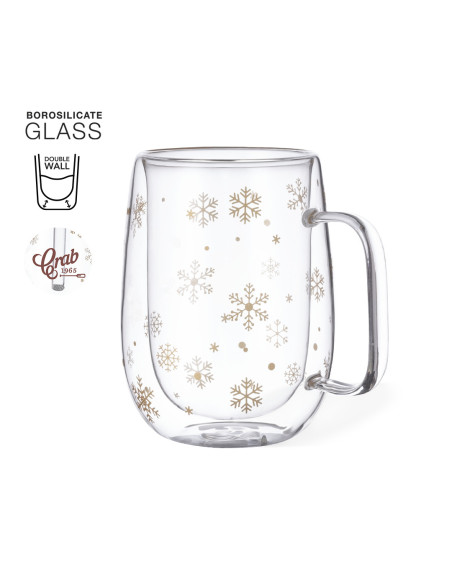 Taza Térmica Personalizable 400 ml, Diseño de Copos de Nieve