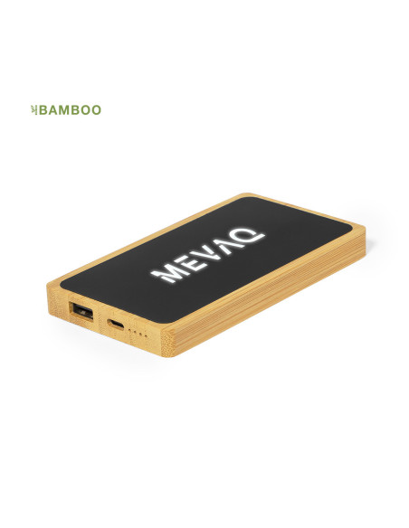 Power bank ECO en Bambú personalizado 5000 mAh, LED.