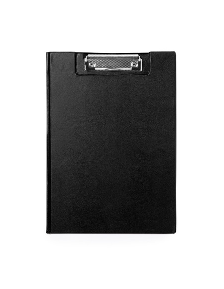 Portafolio personalizado en PVC con pinza y bolsillo.