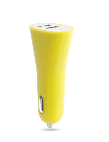 Cargador USB coche personalizado, 2100 mA, doble USB.