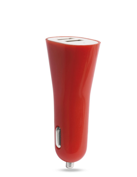 Cargador USB coche personalizado, 2100 mA, doble USB.