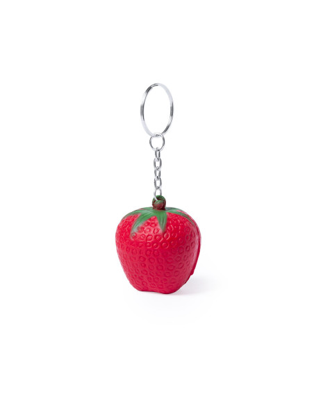 Llaveros promocionales antiestrés con diseño de frutas.