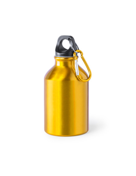 Bidón Personalizado 330ml en Aluminio. Mosquetón Metálico.