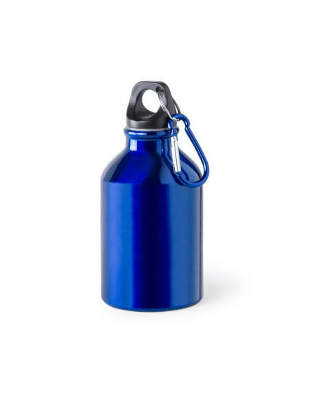 Bidón Personalizado 330ml en Aluminio. Mosquetón Metálico.