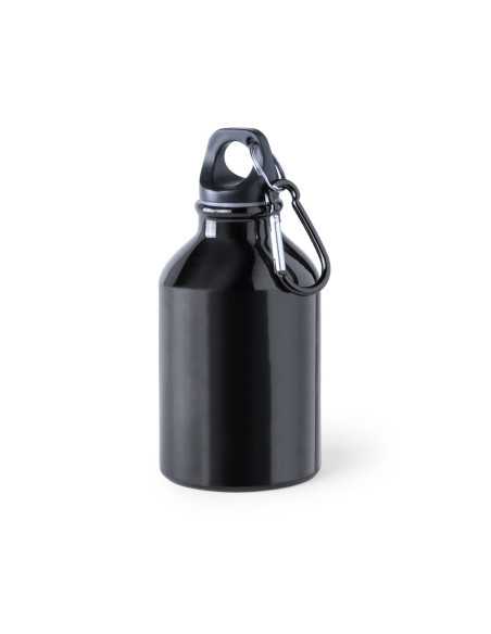 Bidón Personalizado 330ml en Aluminio. Mosquetón Metálico.
