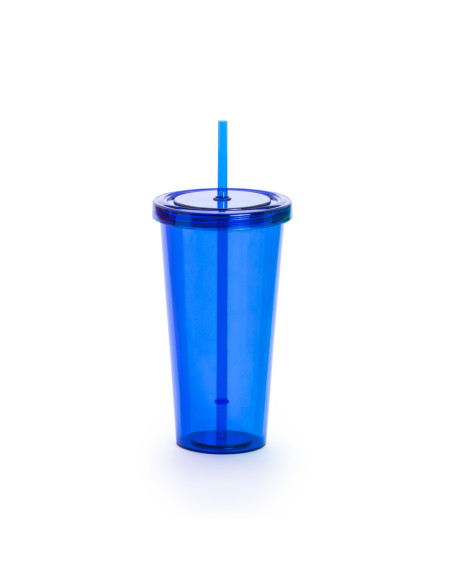 Vaso personalizado, 750ml, tapa y pajita.