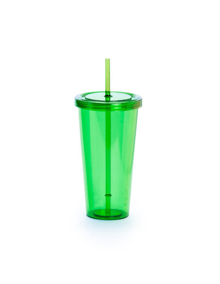 Vaso personalizado, 750ml, tapa y pajita.