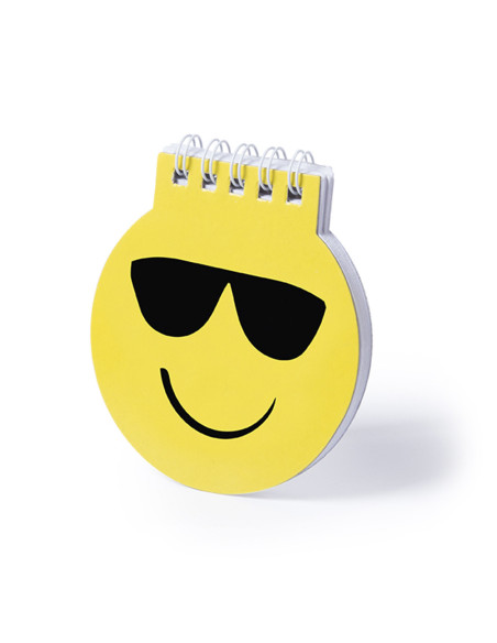 Libreta Publicitaria Diseños Emoji en amarillo.