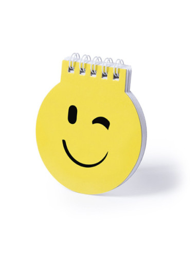 Libreta Publicitaria Diseños Emoji en amarillo.