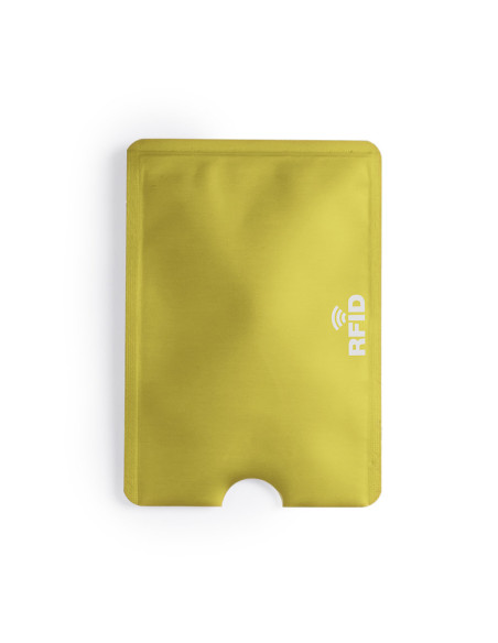 Porta tarjetas personalizado RFID en aluminio con muesca.