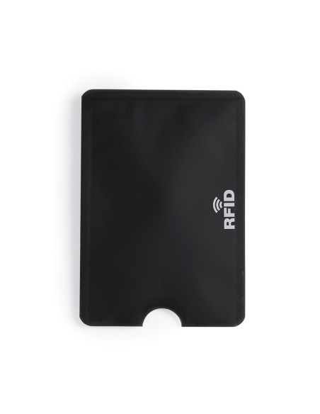 Porta tarjetas personalizado RFID en aluminio con muesca.
