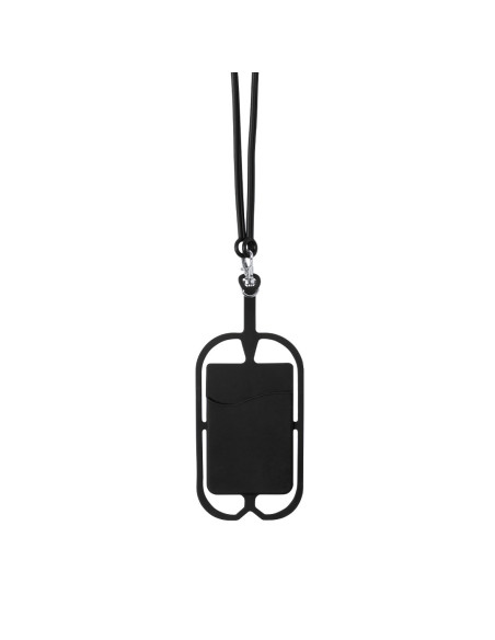Lanyard personalizado con soporte para smartphone y mosquetón.