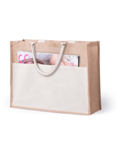 Bolsa Personalizable Yute con bolsillo frontal en Algodón