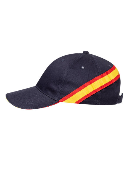 Gorra personalizada bandera España, 100% algodón peinado, 6 paneles