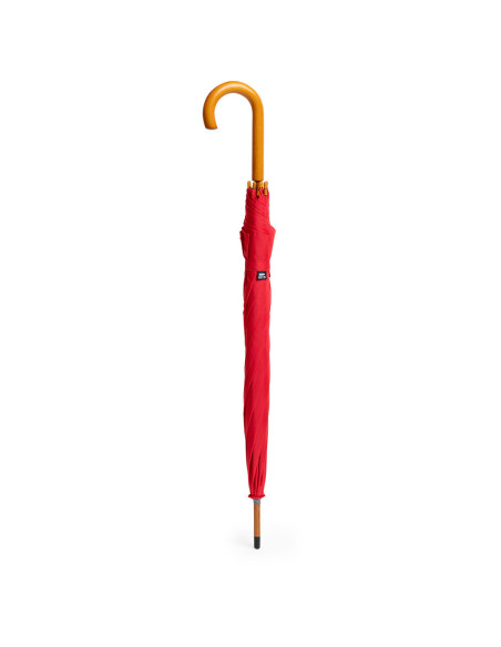 Paraguas serigrafiado en RPET con mango de madera.