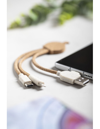 Cargador publicitario USB ECO en Corcho,...