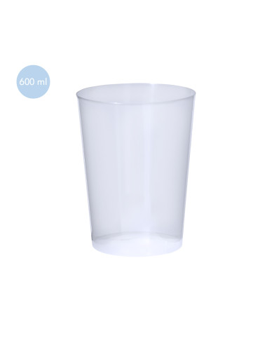 Vaso para festivales de plástico, 600ml, PP, reutilizable.