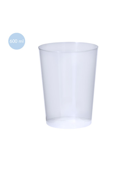 Vaso para festivales de plástico, 600ml, PP, reutilizable.