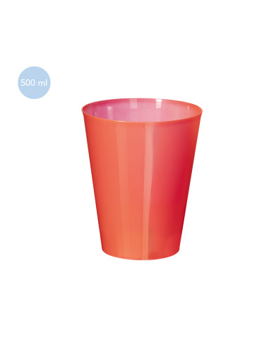 Vaso personalizado de plástico de 500ml en PP y reutilizable.