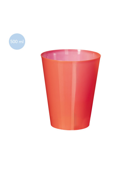 Vaso personalizado de plástico de 500ml en PP y reutilizable.