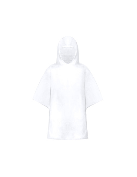 Poncho impermeable publicitario infantil en PE, funda RPET y mosquetón