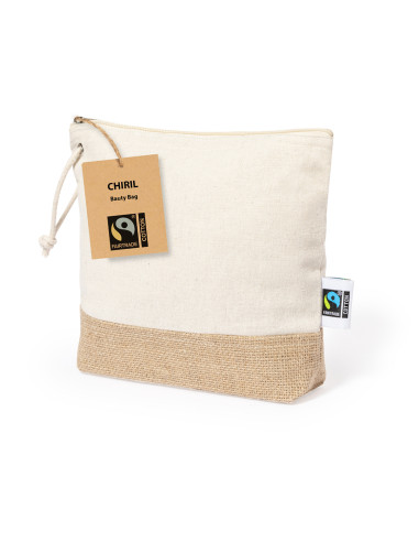 Neceser personalizado Fairtrade en algodón y yute.