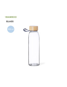 Botella Personalizada Cristal 500ml. Tapón Bambú 2