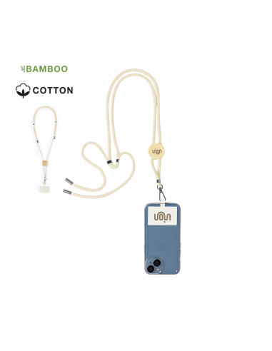 Lanyard personalizado con bambú y mosquetón...