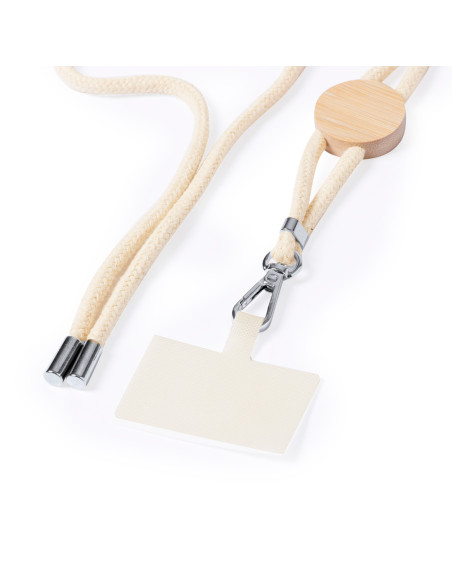 Lanyard personalizado con bambú y mosquetón giratorio.