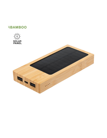 Power bank solar ECO en Bambú personalizado de 4000 mAh.