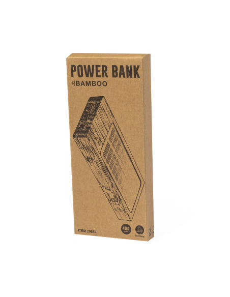 Power bank solar ECO en Bambú personalizado de 4000 mAh.