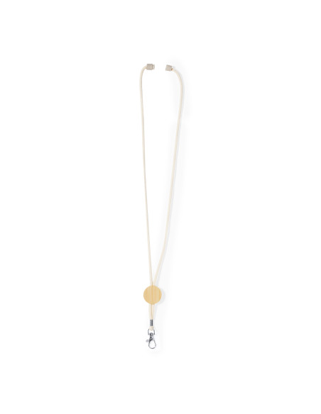 Lanyard en algodón y bambú personalizado con mosquetón.